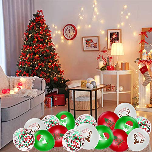 72pcs Christmas Balloons Red Green Confetti Balloons Kit for Christmas Holiday