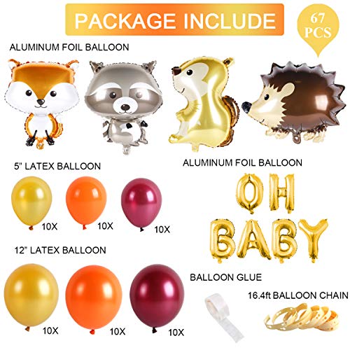 67pcs Woodland Baby Shower Balloon Garland with Animal Balloons