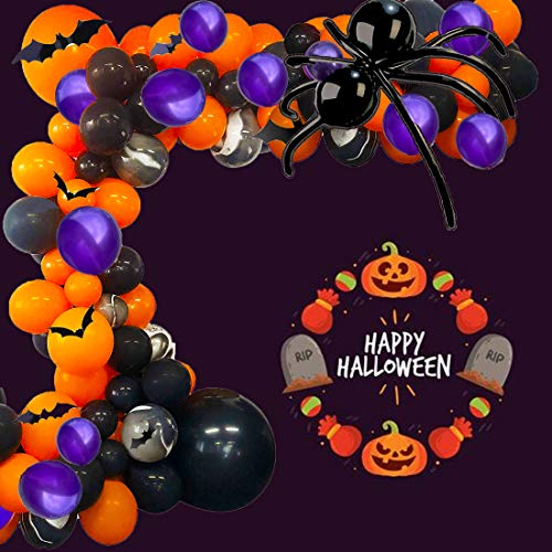 159pcs Halloween Balloon Arch Garland kit with 3D Bat Sticker for Halloween Theme Party
