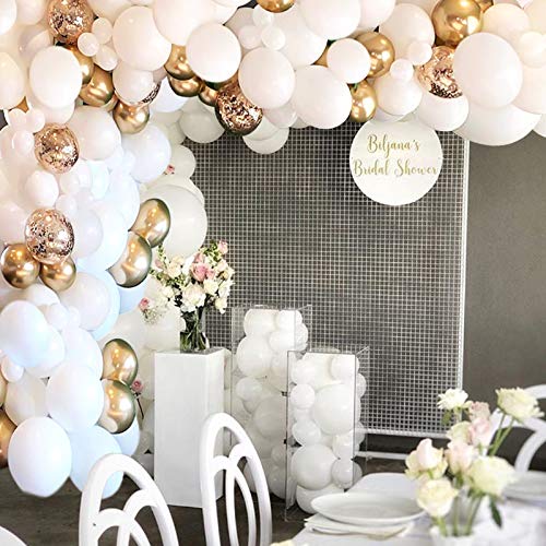 124 Pcs White and Gold Balloon Garland for Baby Shower Wedding Birthday Decorations