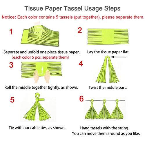 Tissue Paper Tassels Banner for Wedding Baby Shower and Bridal Shower Decorations