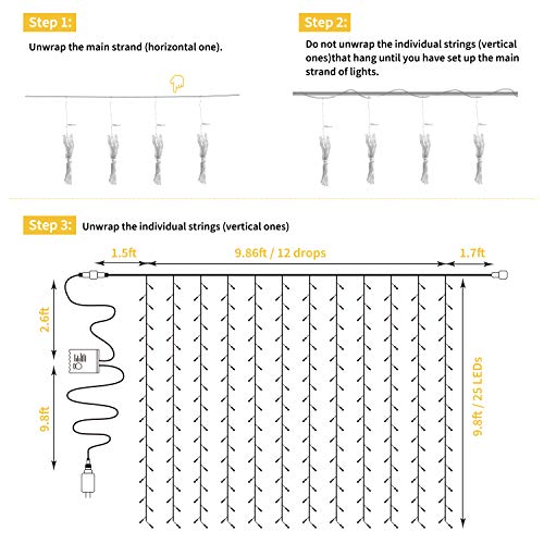 9.8 Feet Hanging Window Curtain Lights for Wedding Decorations and Party