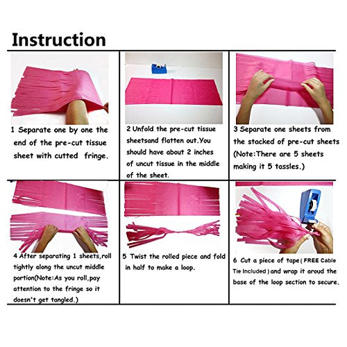 Tissue Paper Tassels Banner for Wedding Baby Shower and Bridal Shower Decorations