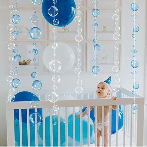 4 Strings Flat Under the Sea Blue Bubble Garlands for Little Mermaid Party Decorations