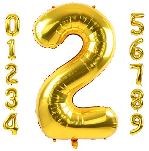 40 Inch Large Gold Number Balloon for Birthday Anniversary Party Celebration Decorations