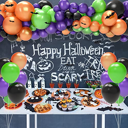 186Pcs Halloween Balloon Garland Arch kit with Spider Balloons for Halloween Theme Party Decorations