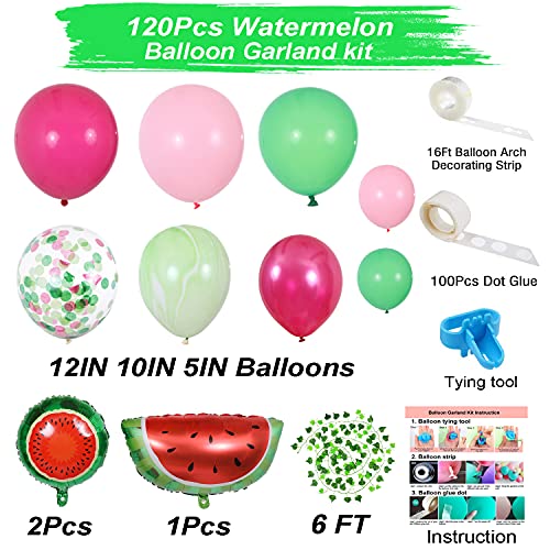 125 Pieces Watermelon Party Balloon Garland Kit for Birthday Decorations