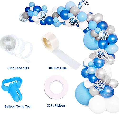 135 Pieces Blue and White Balloon Garland Arch Kit for Baby Shower Birthday Party
