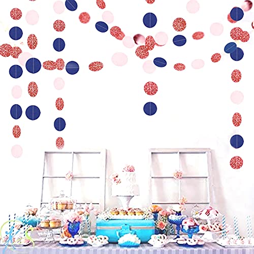 Navy Blue Pink Rose Gold Paper Garland for Gender Reveal Wedding Birthday Party