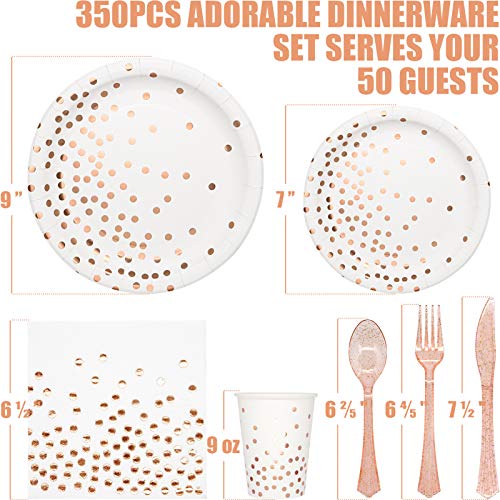 350 PCS Disposable Dinnerware Set for Birthday Bridal Shower Bachelor Wedding Party