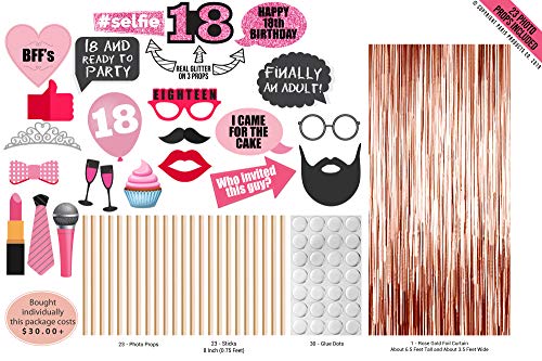 Rose Gold 18th Birthday Photo Props |18 Photo Booth Rose Gold | Backdrop Props Photos