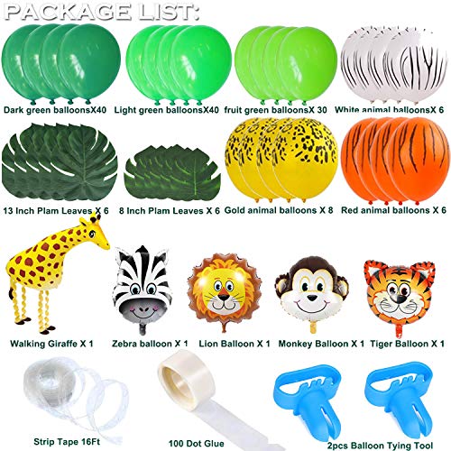 151pcs Jungle Safari Theme Party Balloon Garland Kit for Kids Birthday Party Baby Shower Decorations