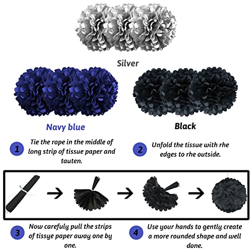 Birthday Decorations for Men Happy Birthday Banner Pompoms Balloon for Birthday Party