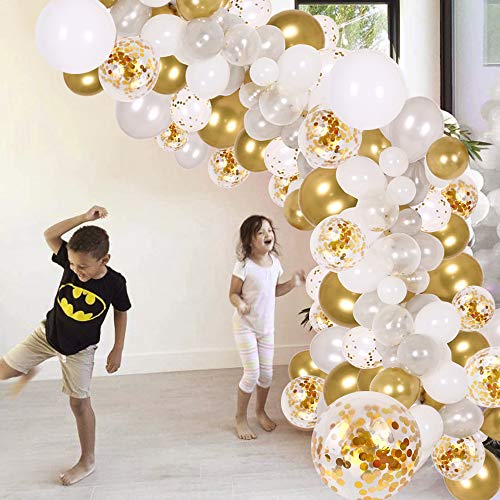 133Pcs White and Gold Balloon Arch for Weddings Bridal Shower Decorations