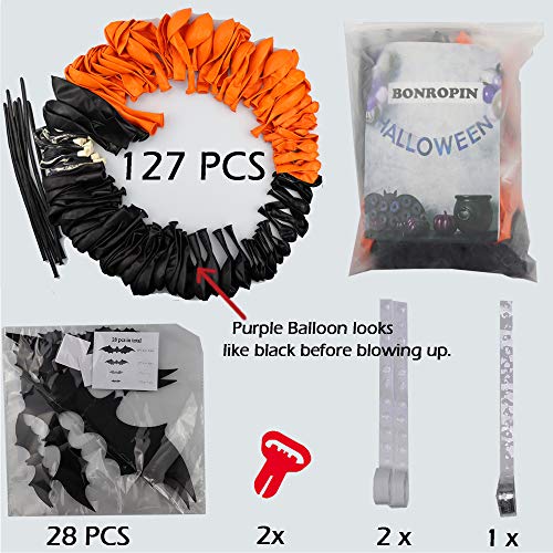 159pcs Halloween Balloon Arch Garland kit with 3D Bat Sticker for Halloween Theme Party