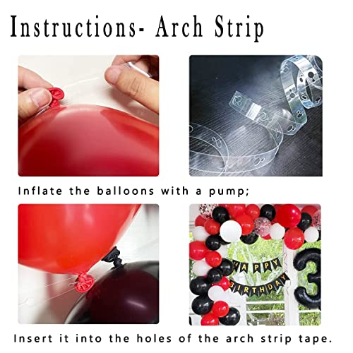 DIY Red Black White Balloon Garland Arch Kit - Red White Black Party Balloons 16ft Arch Strip for Circus BBQ Casino Poker Quinceanera Graduation Baby Shower Birthday Party Decorations