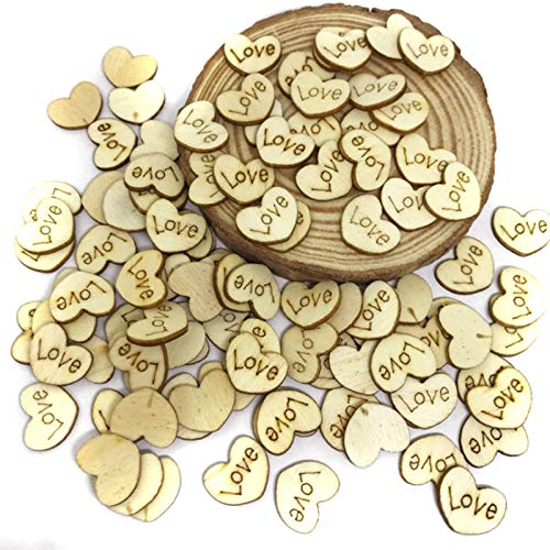 200pcs Rustic Wooden Love Heart Crafts for Wedding Table Scatter Decoration