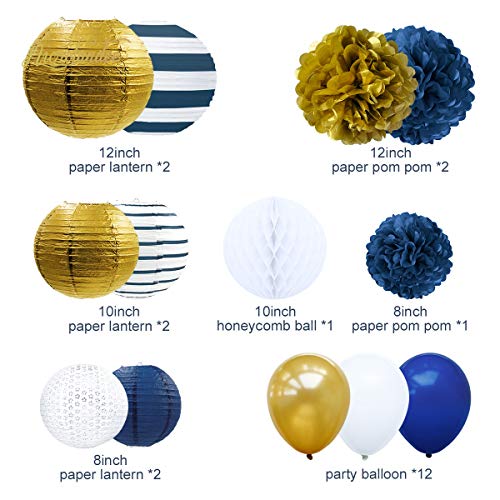Royal Blue Tissue Pom Poms Flower Glitter Anchor Confetti Tassel Garland for Party Balloon for Graduation Wedding