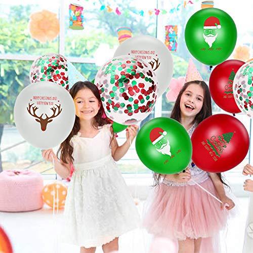 72pcs Christmas Balloons Red Green Confetti Balloons Kit for Christmas Holiday