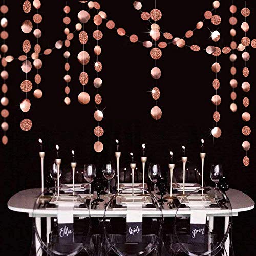 Glitter Rose Gold Circle Dots Garland Party Decorations for Wedding Birthday