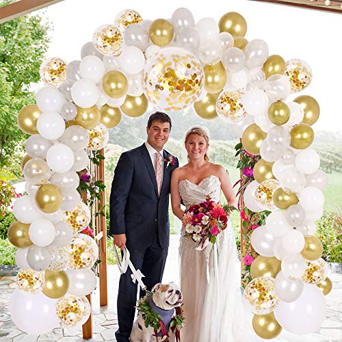 133Pcs White and Gold Balloon Arch for Weddings Bridal Shower Decorations