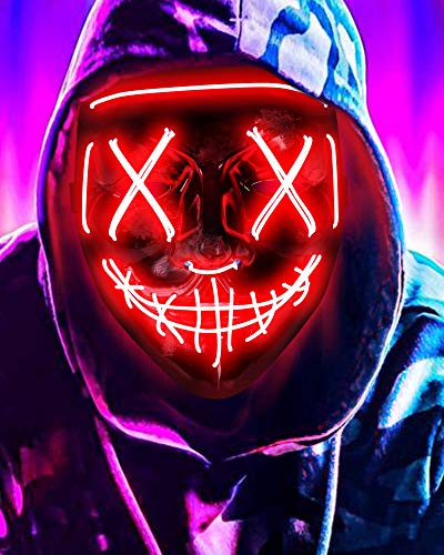 Scary Halloween Mask, LED Light up Mask Cosplay for Halloween Party Decorations