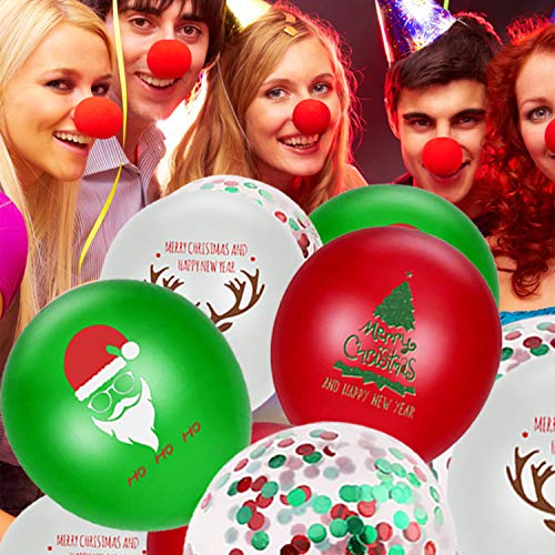 72pcs Christmas Balloons Red Green Confetti Balloons Kit for Christmas Holiday