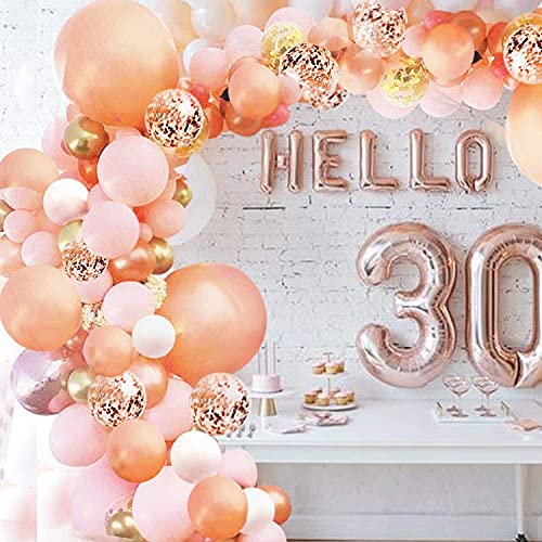 152pcs Rose Gold Balloon Arch with Confetti Latex Balloons for Baby Shower Wedding