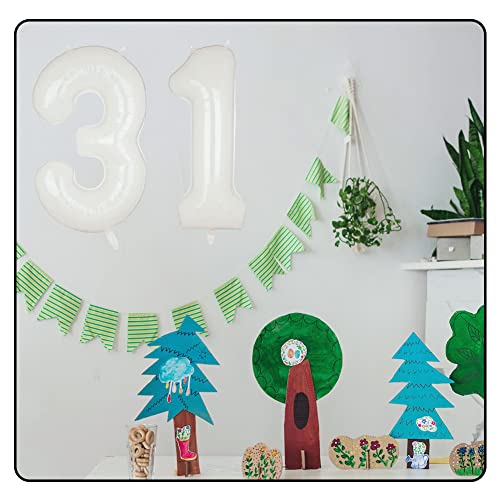 40" White Number Balloon Helium Foil Number Balloons Self Inflating for Birthday Party