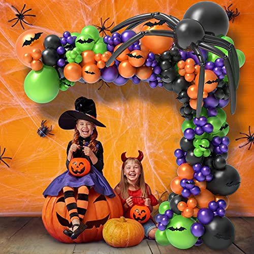 186Pcs Halloween Balloon Garland Arch kit with Spider Balloons for Halloween Theme Party Decorations