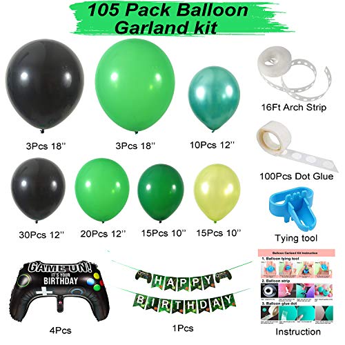 105pcs Video Game Party Balloon Garland Kitfor Boys' Birthday Party Decorations