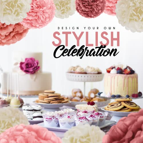 20pcs Paper Pom Poms Party Kit for Birthday Bridal Shower Party Decorations
