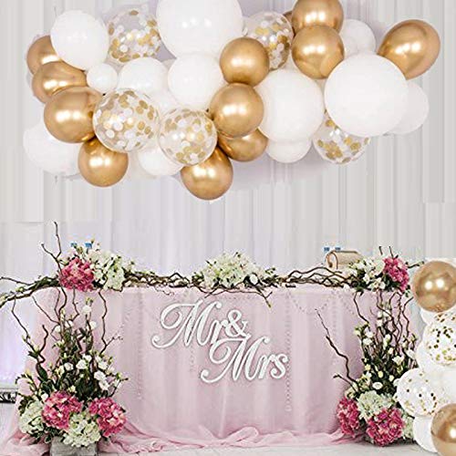 124 Pcs White and Gold Balloon Garland for Baby Shower Wedding Birthday Decorations