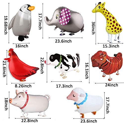Walking Animal Balloons, 8Pcs Forest Animals Birthday Balloons Animal Theme Birthday Party Decorations
