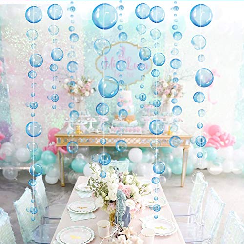 4 Strings Flat Under the Sea Blue Bubble Garlands for Little Mermaid Party Decorations