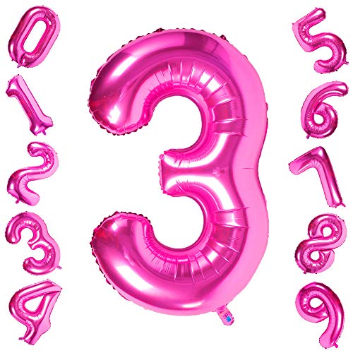 40 Inch Pink Jumbo Number Balloons for Birthday Foil Balloon Party Decorations