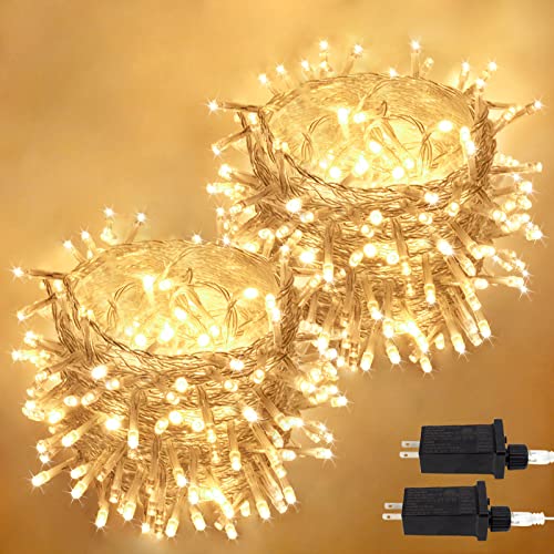 Extendable 2-Pack LED Christmas String Lights for Outdoor Indoor Decorations