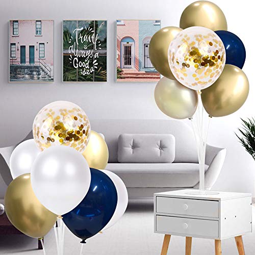 50 pcs Navy Blue and Gold Confetti Balloons Birthday Balloons for Graduation Birthday