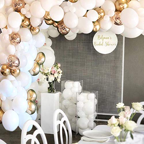 124 Pcs White and Gold Balloon Garland for Baby Shower Wedding Birthday Decorations