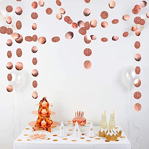 Glitter Rose Gold Circle Dots Garland Party Decorations for Wedding Birthday