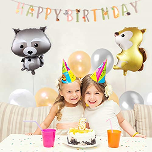 Woodland Animal Balloons & Happy Birthday Banner Birthday Party Decorations
