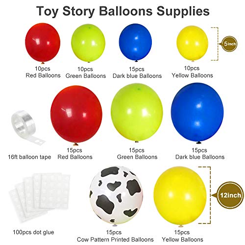 120pcs Toy Inspired Cow Printed Balloons Arch for Kids Birthday Party