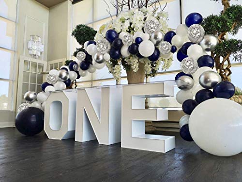 120 pcs Silver Blue Balloons Garland Kit for Bridal Shower Wedding Decorations