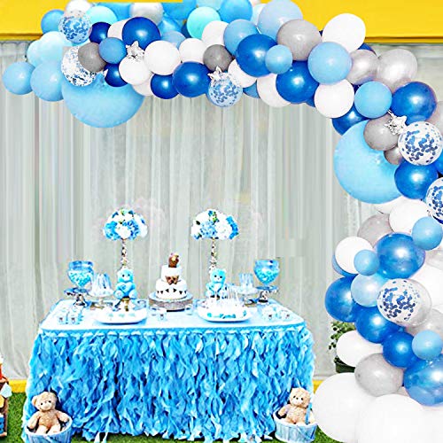 135 Pieces Blue and White Balloon Garland Arch Kit for Baby Shower Birthday Party