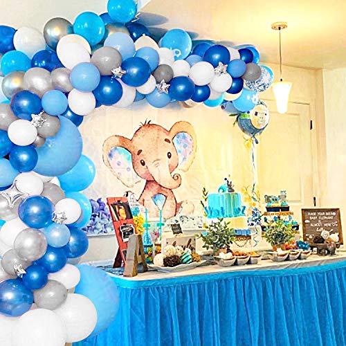 135 Pieces Blue and White Balloon Garland Arch Kit for Baby Shower Birthday Party