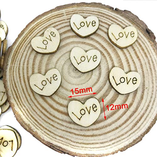 200pcs Rustic Wooden Love Heart Crafts for Wedding Table Scatter Decoration