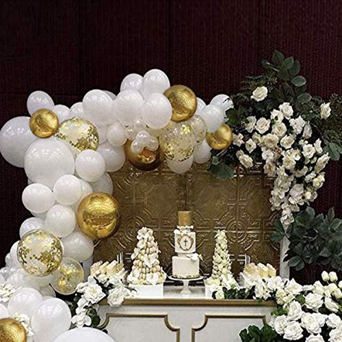 124 Pcs White and Gold Balloon Garland for Baby Shower Wedding Birthday Decorations