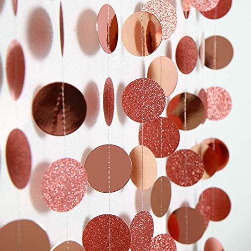 Glitter Rose Gold Circle Dots Garland Party Decorations for Wedding Birthday