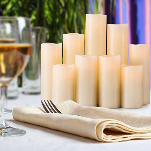 Set of 9 Flameless Candle with Remote Control for Wedding Centerpieces