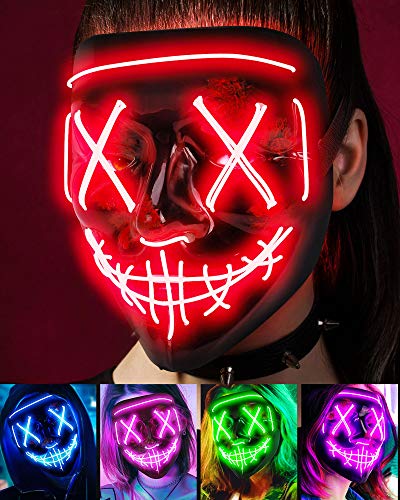 Scary Halloween Mask, LED Light up Mask Cosplay for Halloween Party Decorations
